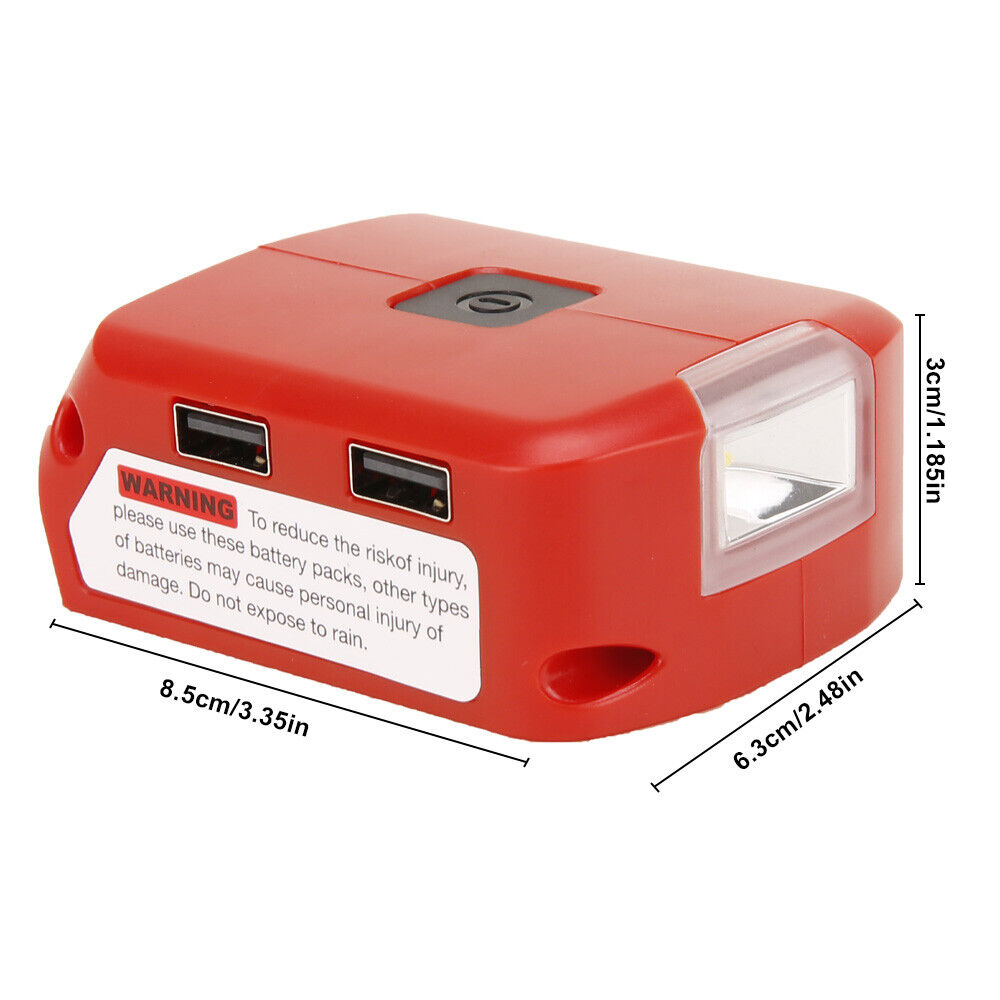 USB Charger Battery Adapter Led Light 18V-20V Power Source For Milwaukee M18