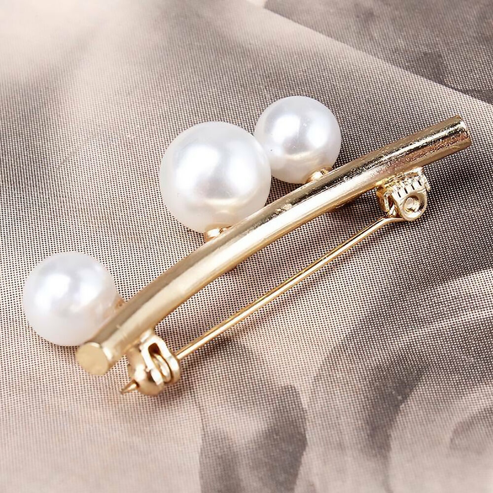 2PCS Women Shawl Knit Cardigan Dress Pearl Brooch Safety Pin Clip Fastener