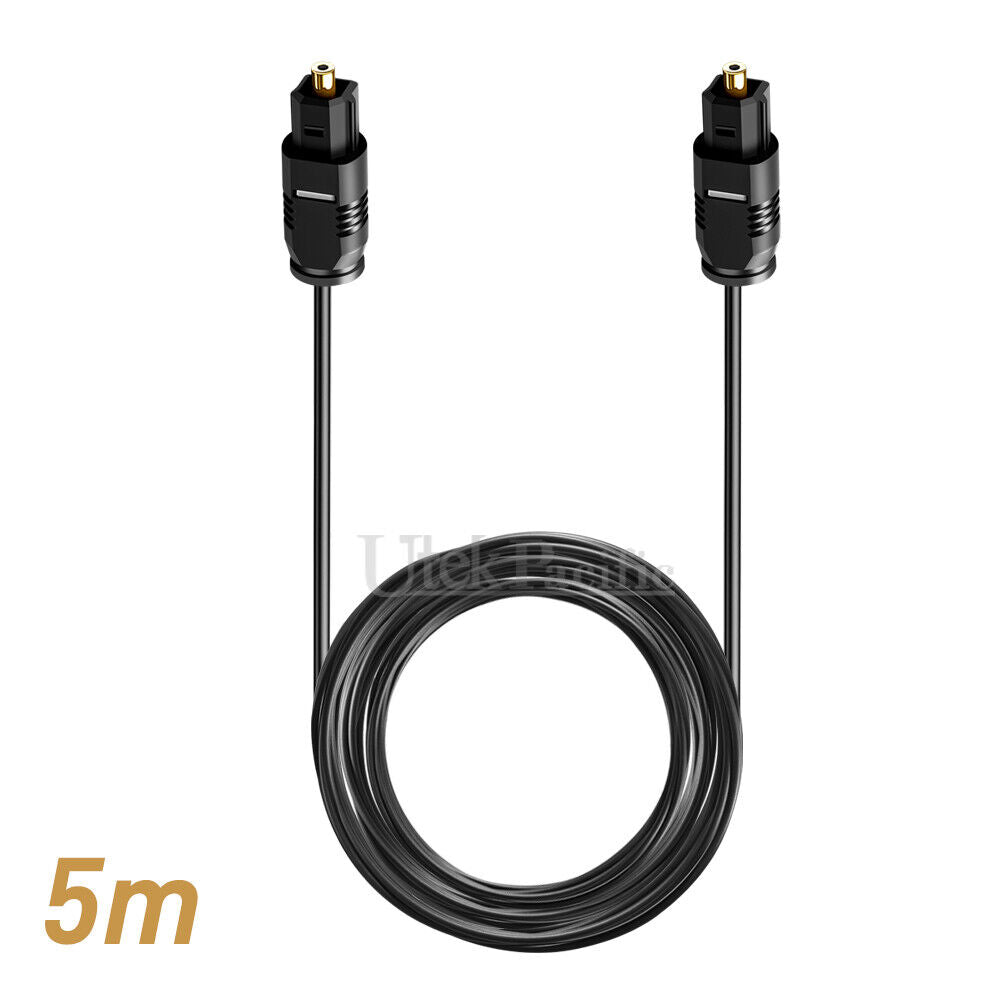 2X Ultra Premium Digital Toslink Optical Audio Cable Black Fibre Lead Cord S/PDIF