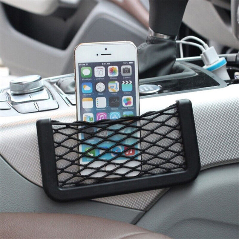 2x Medium Car Mesh Storage Holder Adhesive Net Pocket Phone Bag Card Black Truck