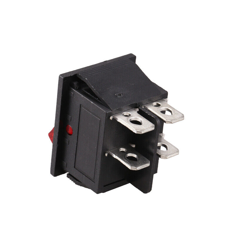 Red Light Illuminated 4 Pin DPST ON/OFF Snap in Rocker Switch 16A 20A 250V AC