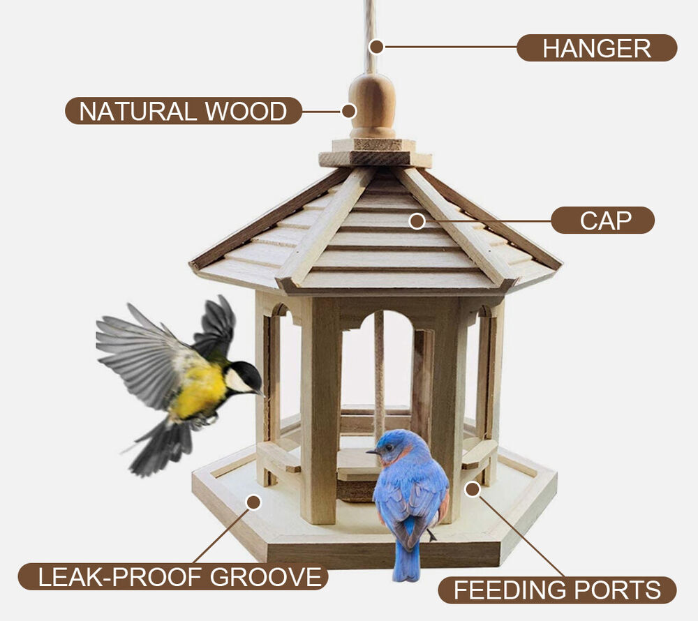 Hanging Bird Feeder Garden Wild Seed Container Waterproof Outdoor Gazebo Shape