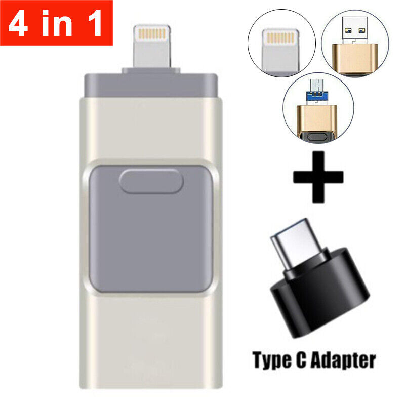 4 in 1 2TB USB 3.0 Flash Drive Memory Photo Stick for iPhone Android iPad Type C