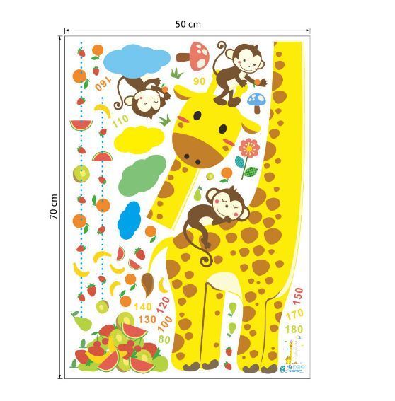 Wall Stickers Removable Giraffe Monkey Height Kids Nursery Decal Growth Chart