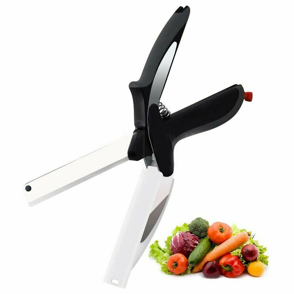 Kitchen Vegetable Food Manual 2-in-1 Knife Scissors Chopper Slicer Fruit Cutter