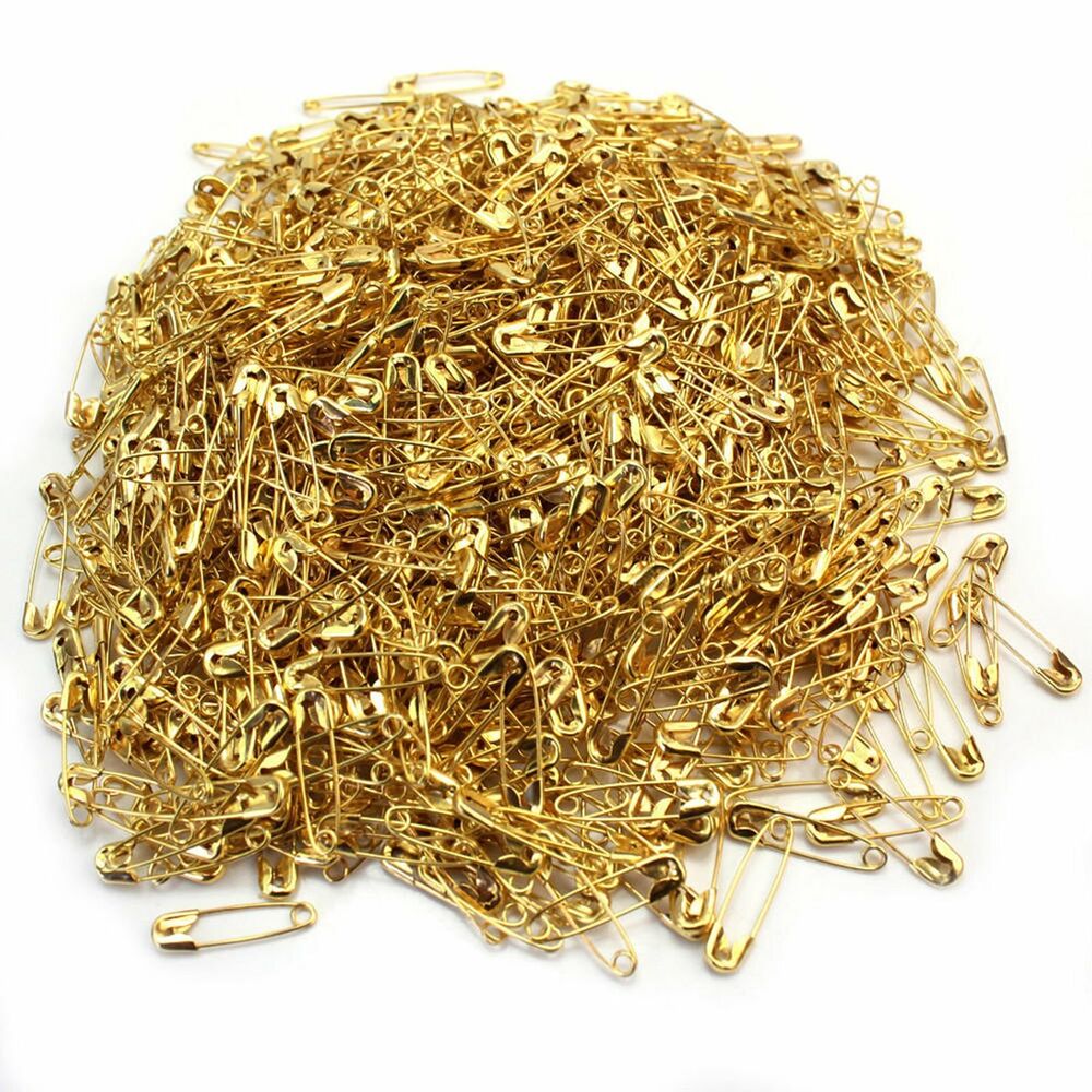 300x Small Tiny Safety Pins Gold Color 19mm Brass Metal Sewing Craft Mini Pin