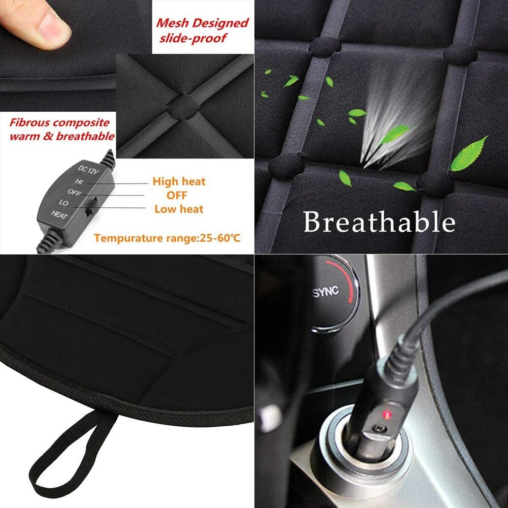 Heated Car Seat Cover Auto Warmer Cushion 12V Universal Winter Heated Seat Pad