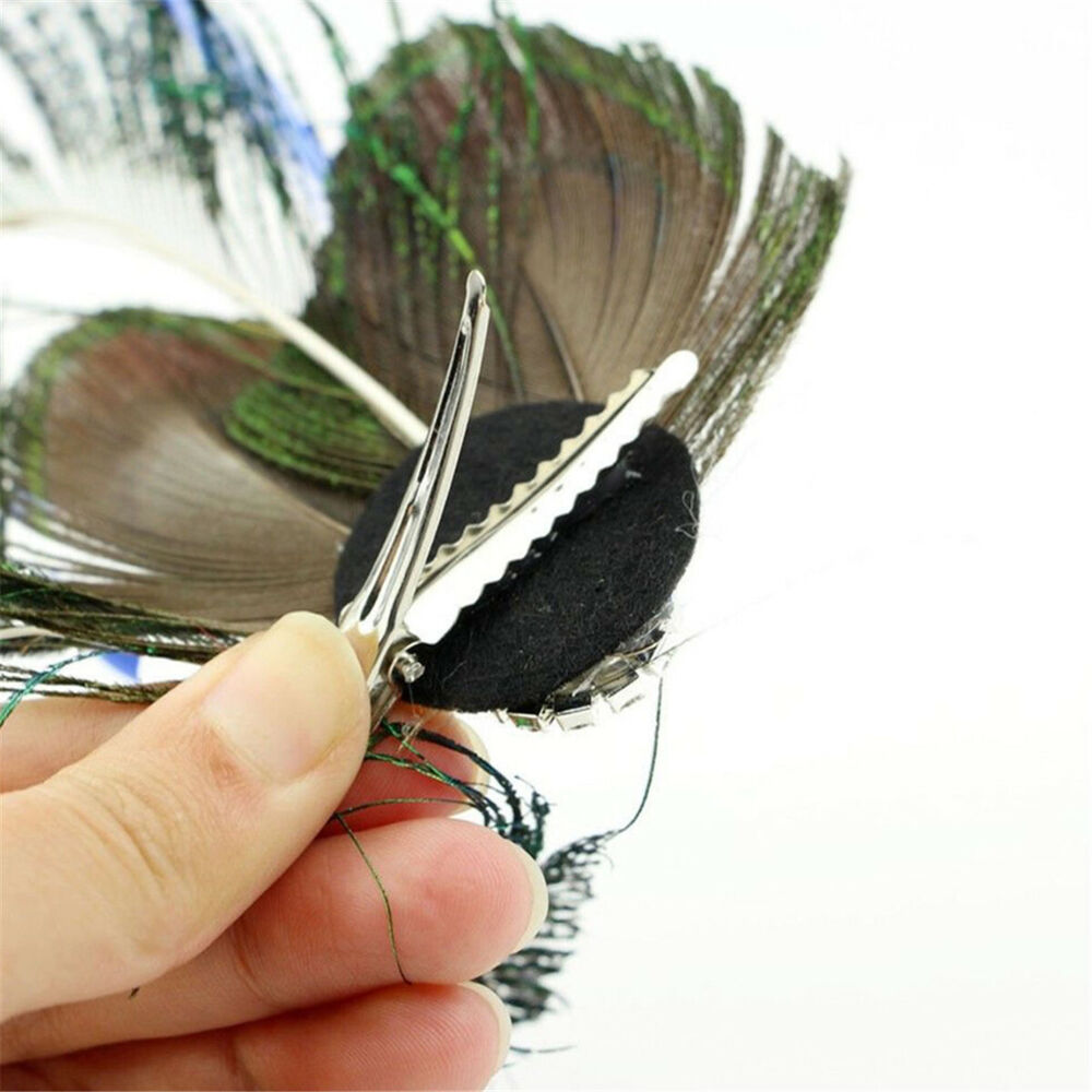 Vintage Peacock Feather Fascinator Hair Clip Hairpin Wedding Party Headpiece