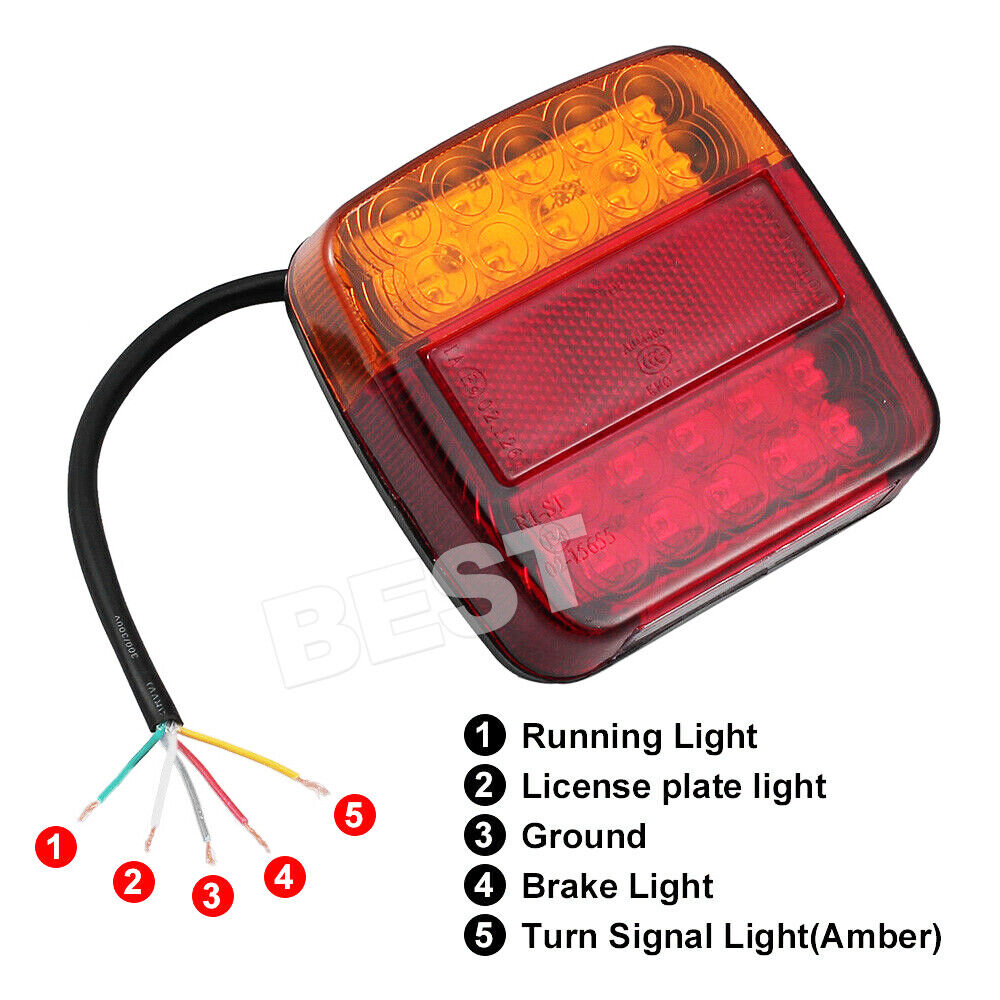 2X Trailer tail lights 26 LED Stop Tail Lights Kit Submersible Boat Truck Lamp