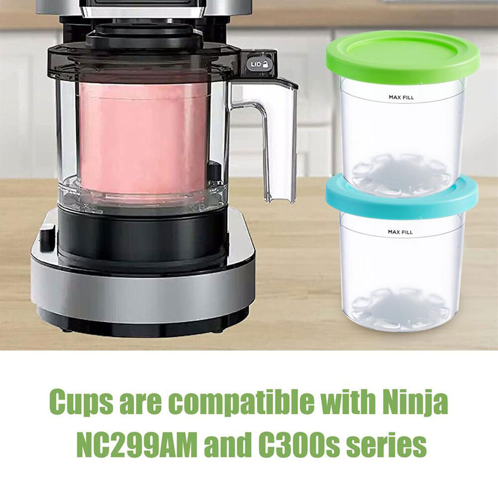 2xCream Pints Cup with Lids Ice Cream Containers Storage Jars For Ninja Creami