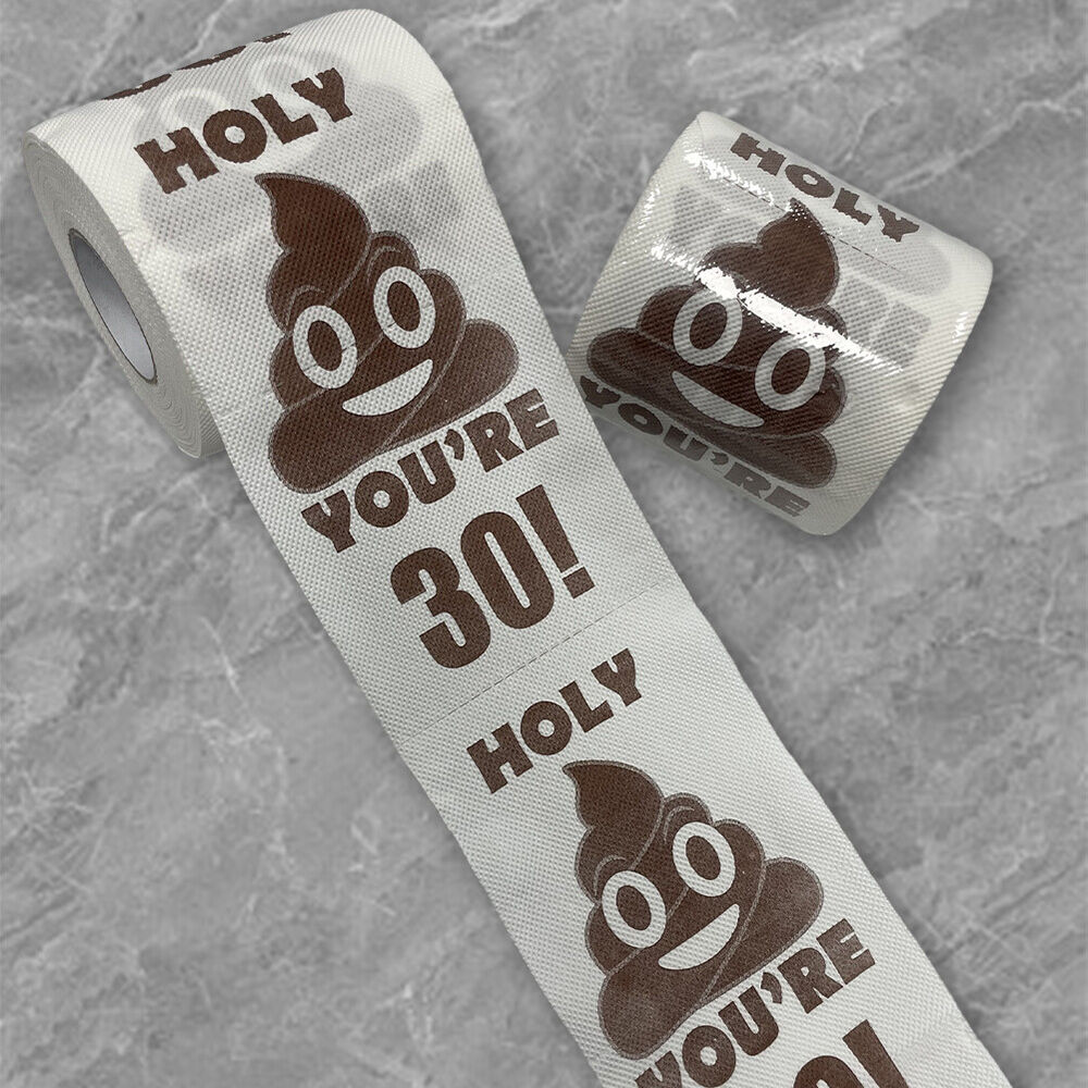 Funny Toilet Paper Roll Poop Printed Birthday Decoration 30th-60th Gifts Prank