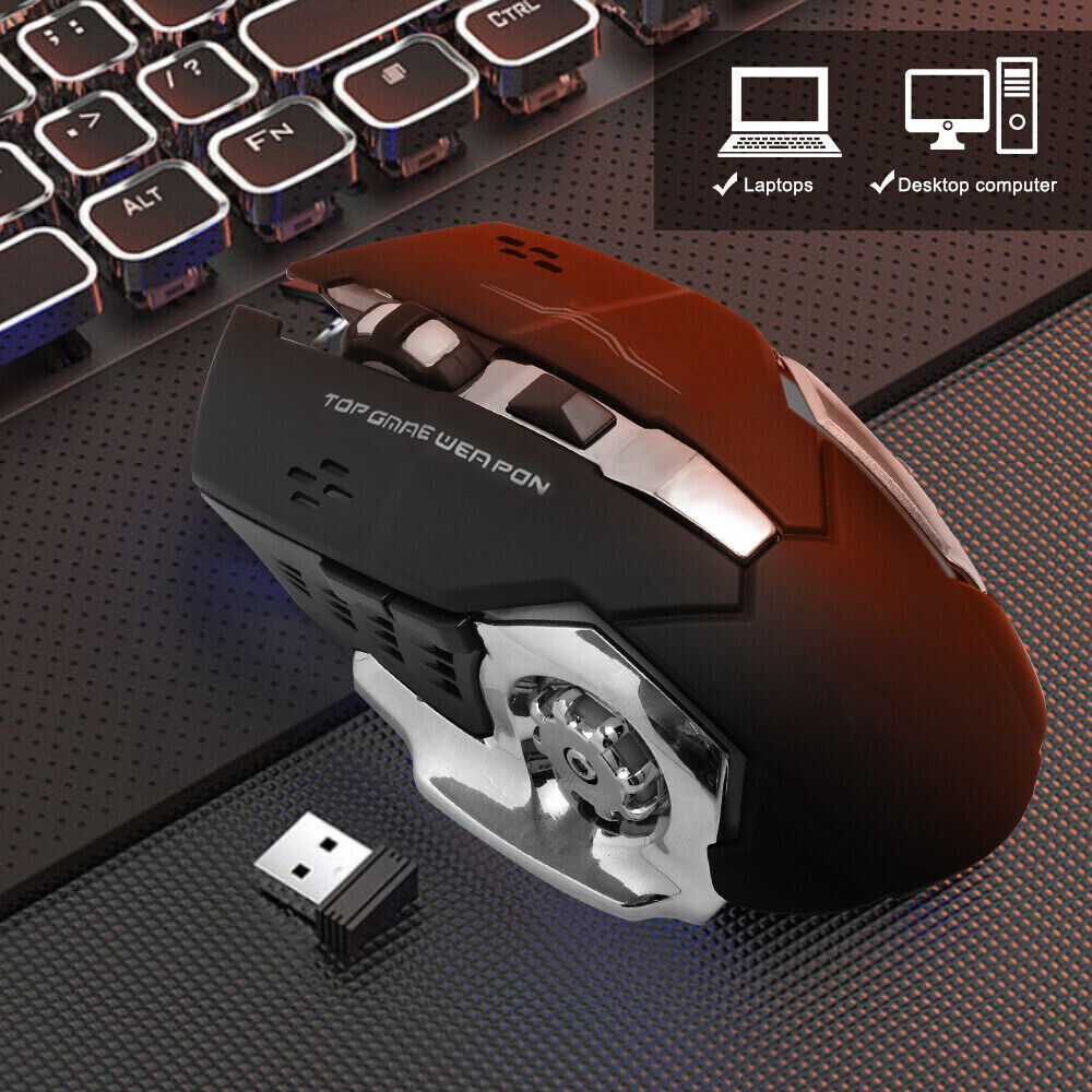 Wireless Gaming Mouse Ergonomic Optical Backlit Recharge PC Laptop Desktop