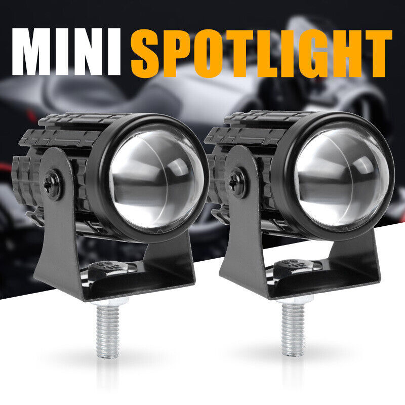 2x Mini LED Motorcycle Headlight Spot Light Hi-Lo Fog Driving White ATV SUV UTE