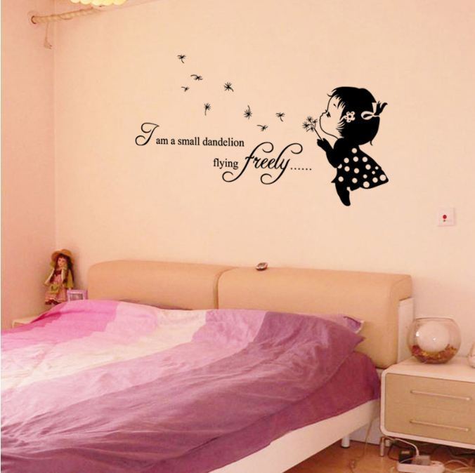 Wall Stickers Removable Cute Small Dandelion Girl Living Room Decal Art Decor