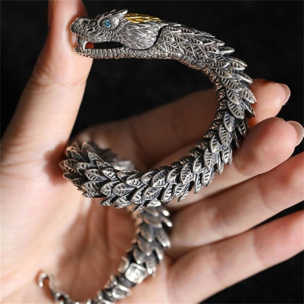 Retro Viking Snake Bracelet Men's Punk Style Bangle Lucky Gift Amulet Jewelry