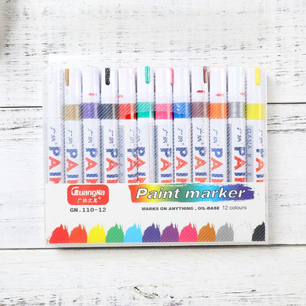 Waterproof Paint Pen Marker 12 Colours For Car Tyre Tire Metal Permanent Pen