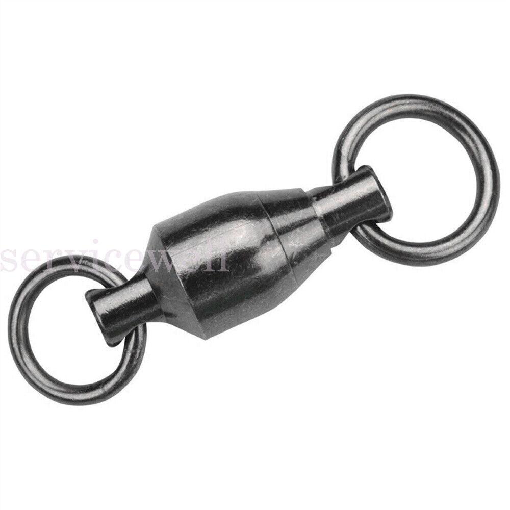 60pcs Black Fishing Ball Bearing Swivel Solid Rings Stainless 1/2/3/4/5#