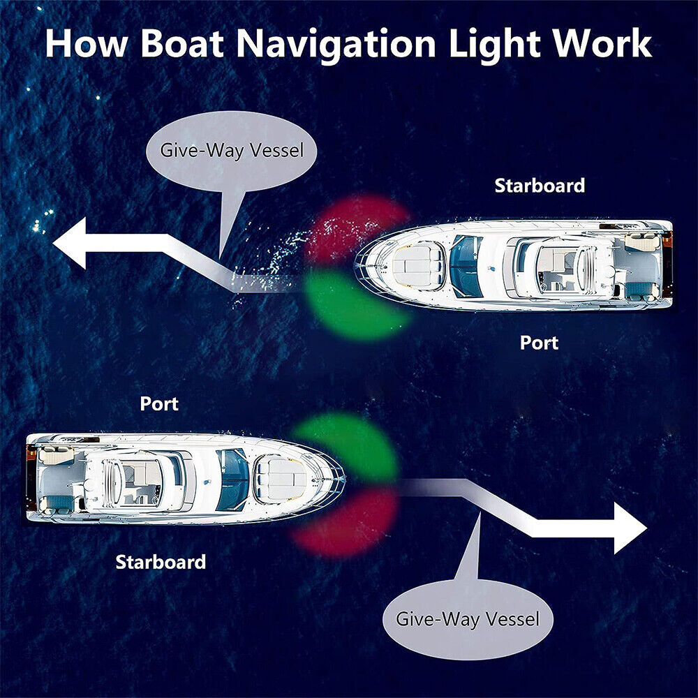 2× Boat Navigation Lights Boat Light 12V 24V Side Lamp Waterproof Nav Stern Lights