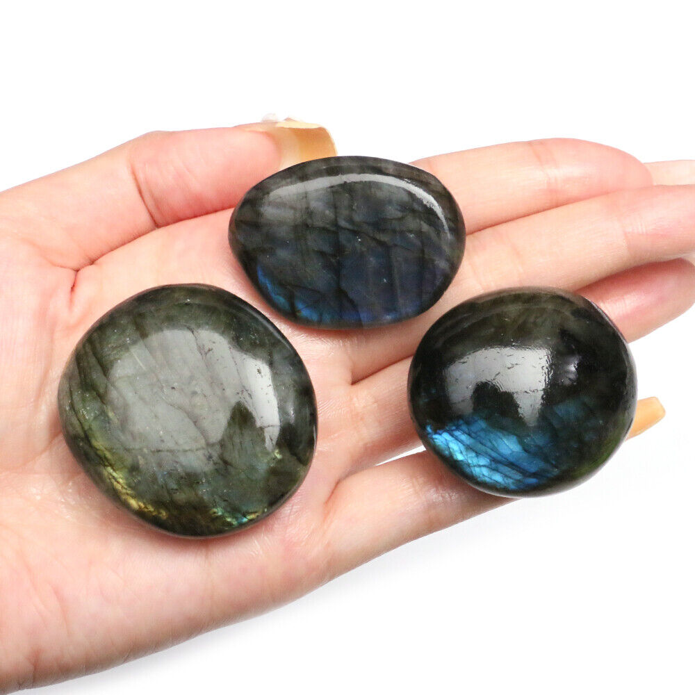 Natural Labradorite Polished Crystal Quartz Ore Specimen Palm Stone Worry Stone