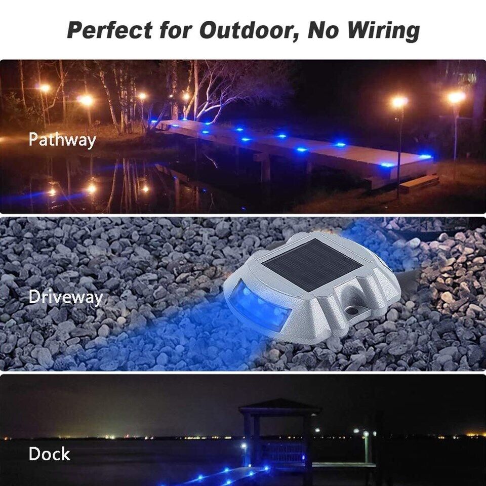 Solar LED Driveway Light Step Road Stair Ground Stud Path Dock Lamp Waterproof