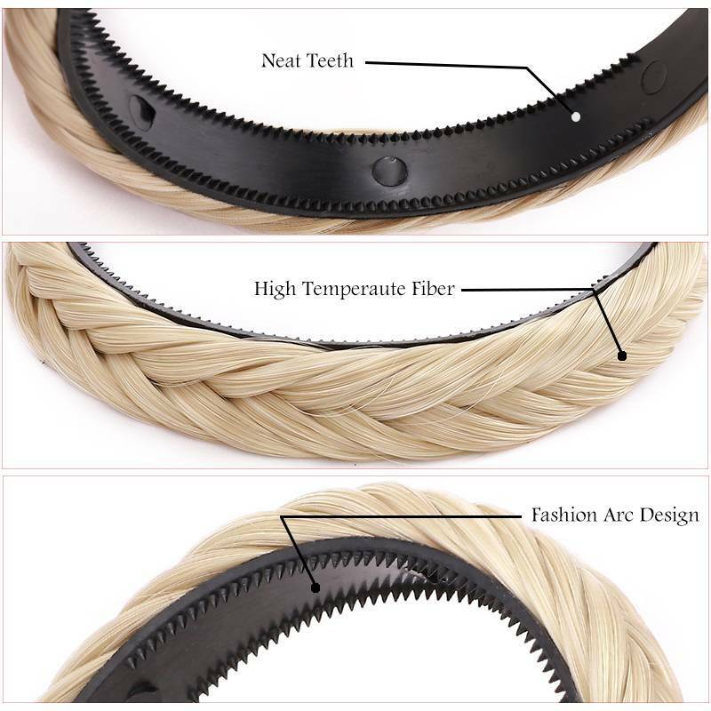 Women Braided Synthetic Plait Plaited Elastic Hair Accessories Band Headband