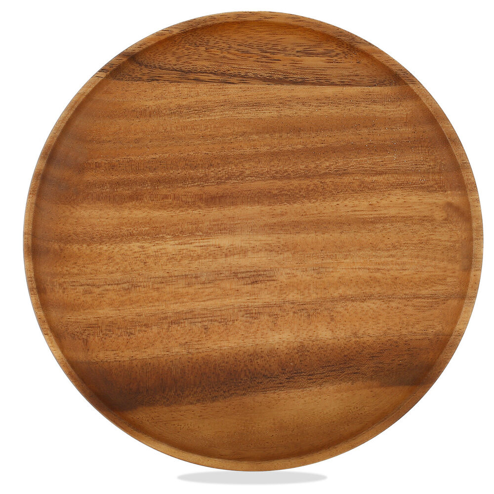 Round Wood Plates 10inch/8inch Acacia Wood Dinner Plates Lightweight Wayzr