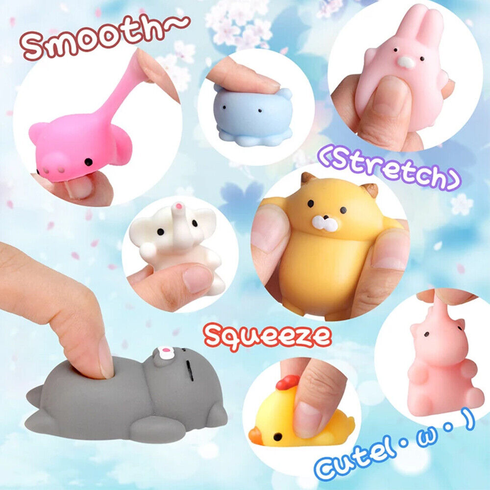 50x Cute Mini Animal Squishies Kawaii Mochi Squeeze Toys Stretch Stress Squishy