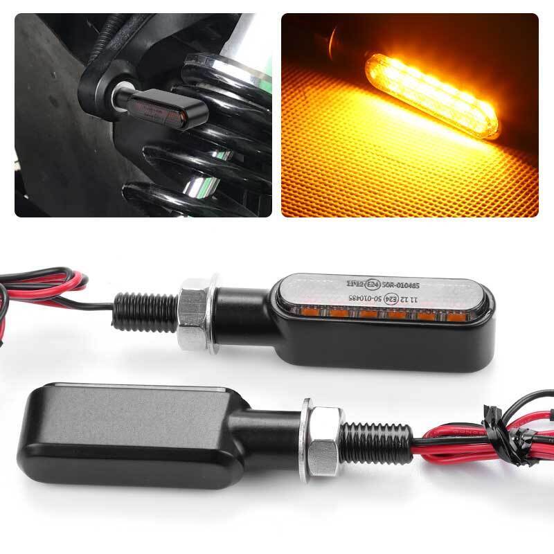 2x Mini Amber Motorcycle Indicators Motorbike 6 LED Turn Signal Blinkers Light