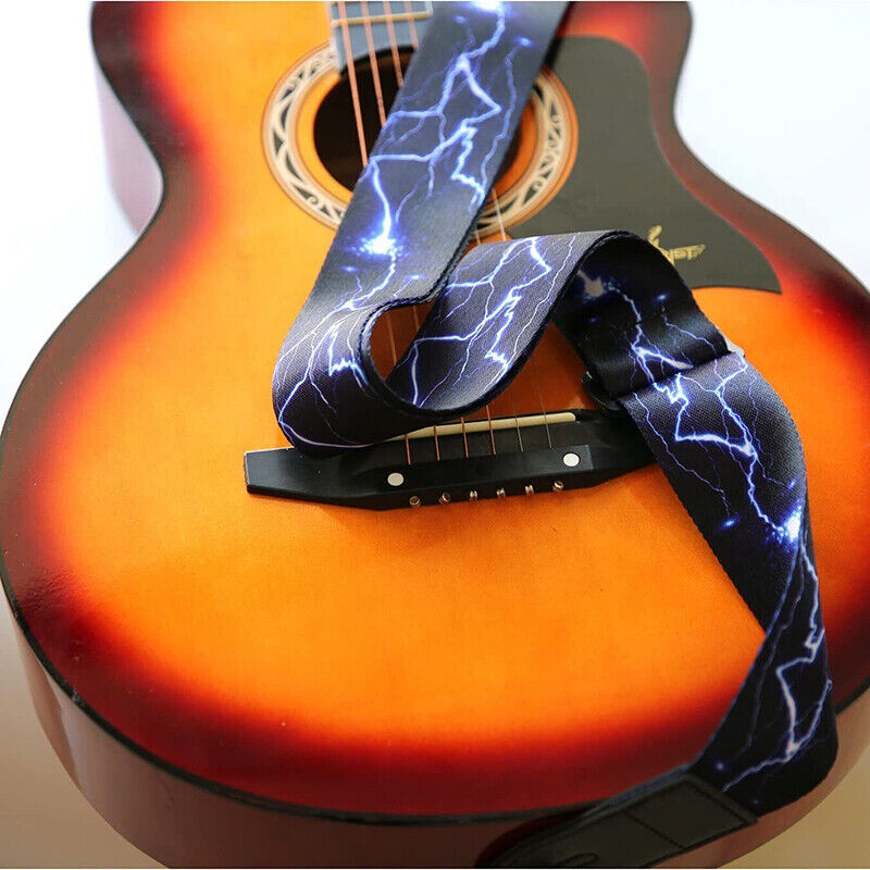 Lightning Guitar Strap Replacement Adjustable Nylon Belt Acoustic Electric Bass