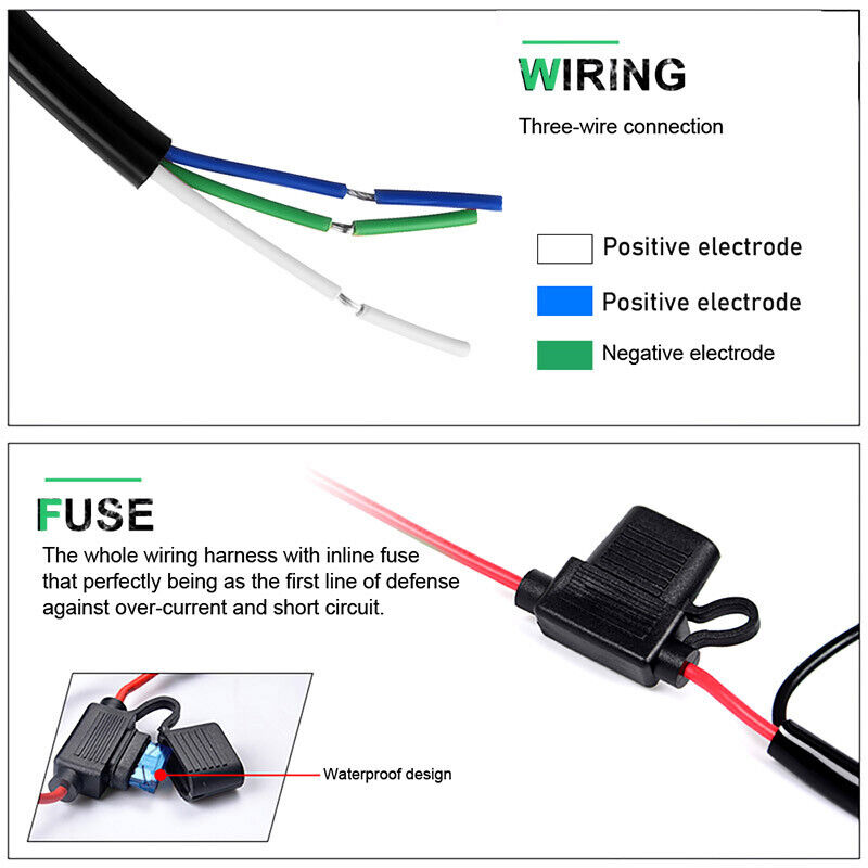 Motorcycle Wiring Harness Kit ON/OFF Switch For LED Spot Light Fog Driving Lamp