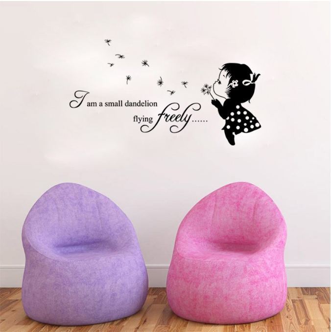 Wall Stickers Removable Cute Small Dandelion Girl Living Room Decal Art Decor