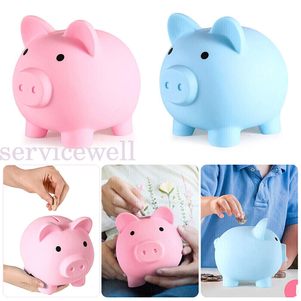 Toy Kids Gift Coin Money Save Openable Box Pig Cash Tin Piggy Bank Plastic Cute