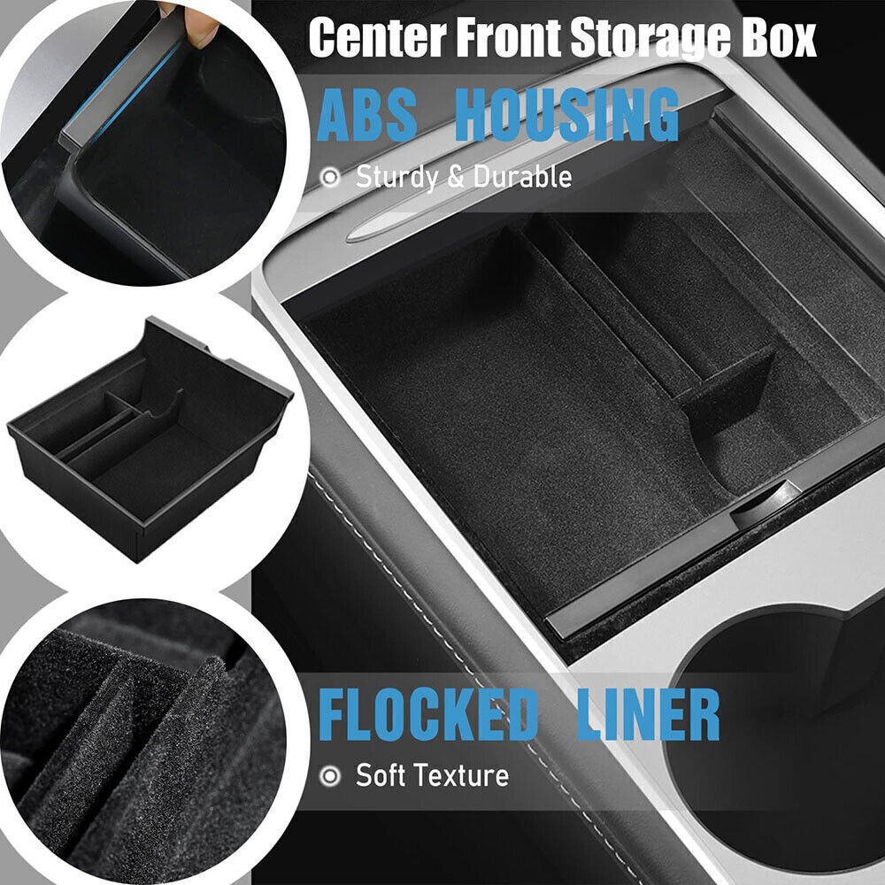 For Tesla Model 3  Centre Console Organiser Tray Armrest Storage Box Drawer