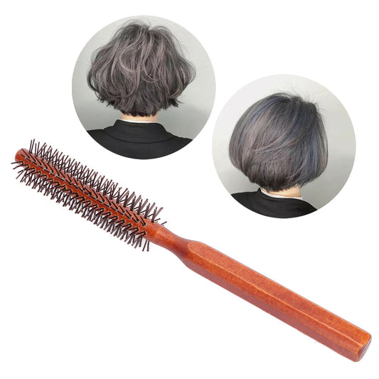 Round Styling Hair Brush Curling Roller Hairbrush Small Wood Brush Unisex