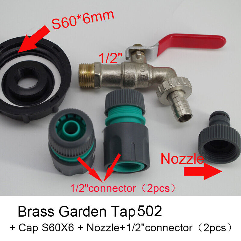 IBC Tank Adapter S60X6 Brass Garden Tap To 1/2" 3/4" Hose Outlets Fitting Tool