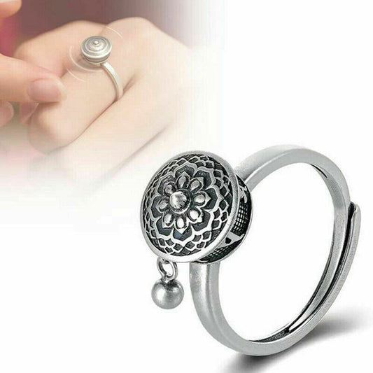 Traditional Prayer Lotus Anxiety Relief Ring Adjustable Fidget Rings For Women