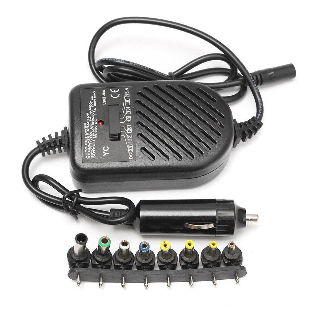 Universal 80W Car Auto Charger Power Supply Adapter For Laptop Notebook + 8 Tip