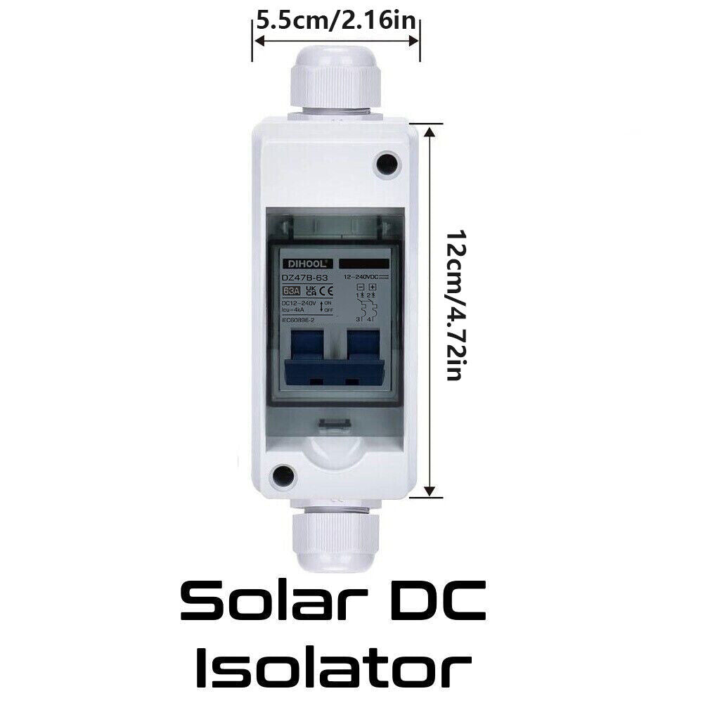 Solar Battery PV Switch DC 63A 12V-240V & Waterproof Circuit Breaker Enclosure