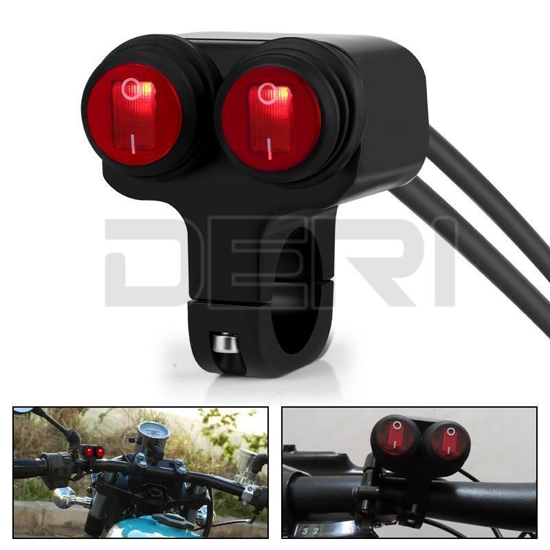 Motorcycle Waterproof Handlebar Headlight Fog Spot light Dual On Off Switch Bike