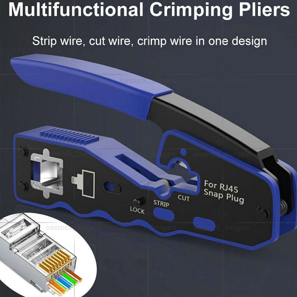 RJ45 Crimper EZ Cat 5e 6 7 HD Pass Through Network Connector Tool Crimping Plier