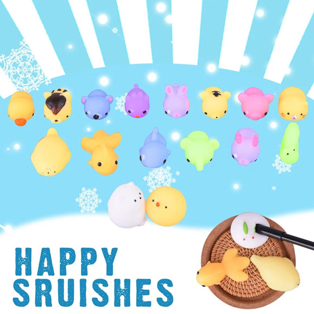 50x Cute Mini Animal Squishies Kawaii Mochi Squeeze Toys Stretch Stress Squishy