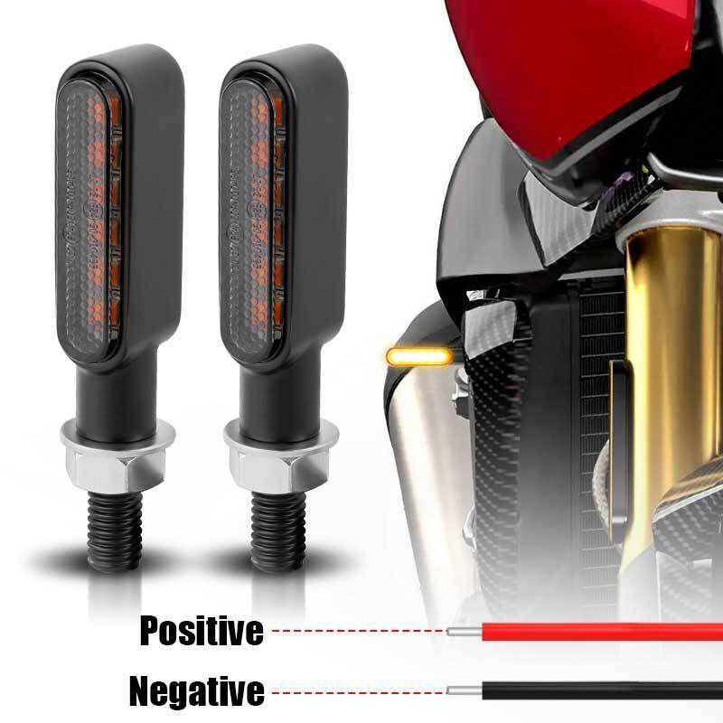 2x Mini Amber Motorcycle Indicators Motorbike 6 LED Turn Signal Blinkers Light