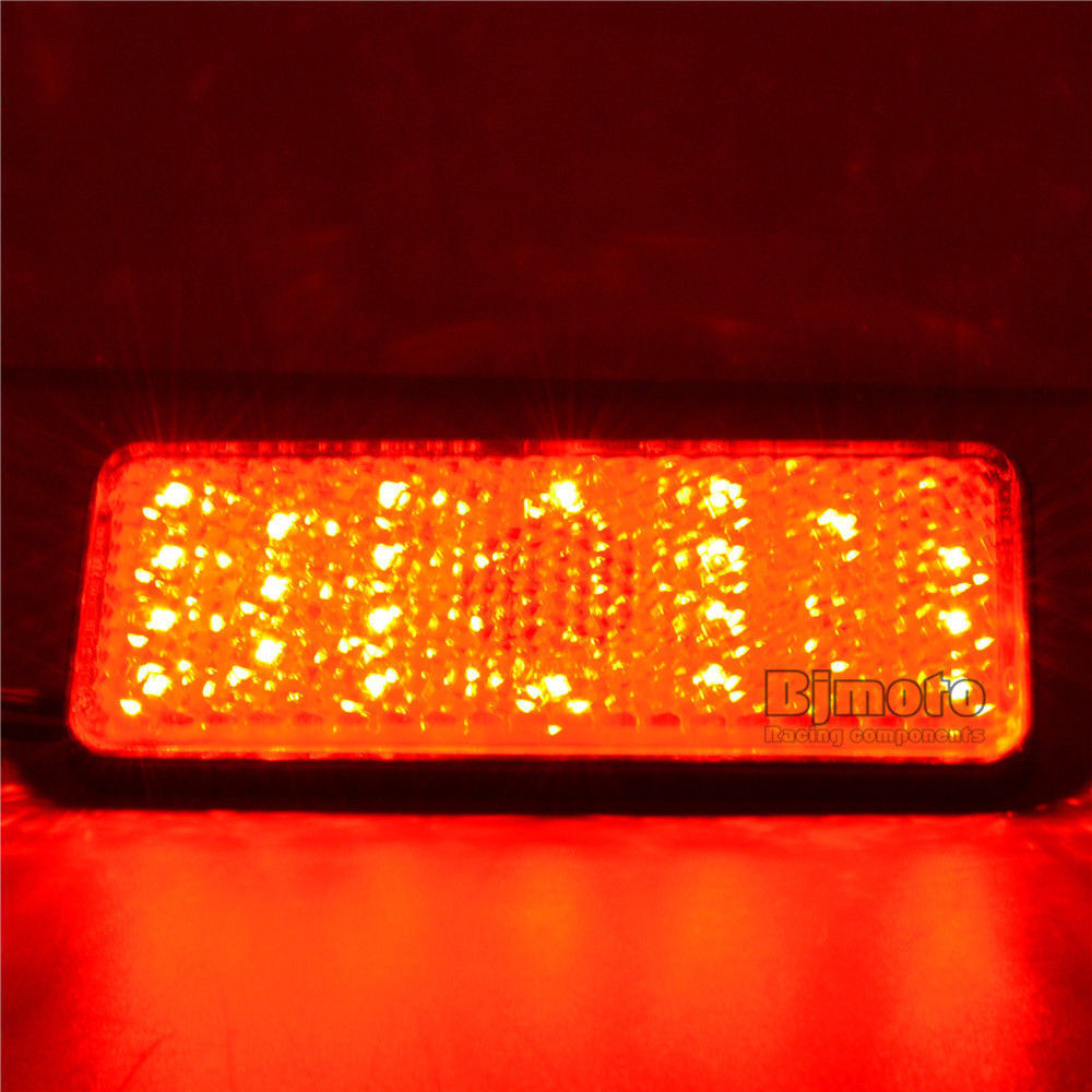 Motorcycle Scooter Moped Rectangle Red LED Reflector Tail Brake Light Stop Lamps