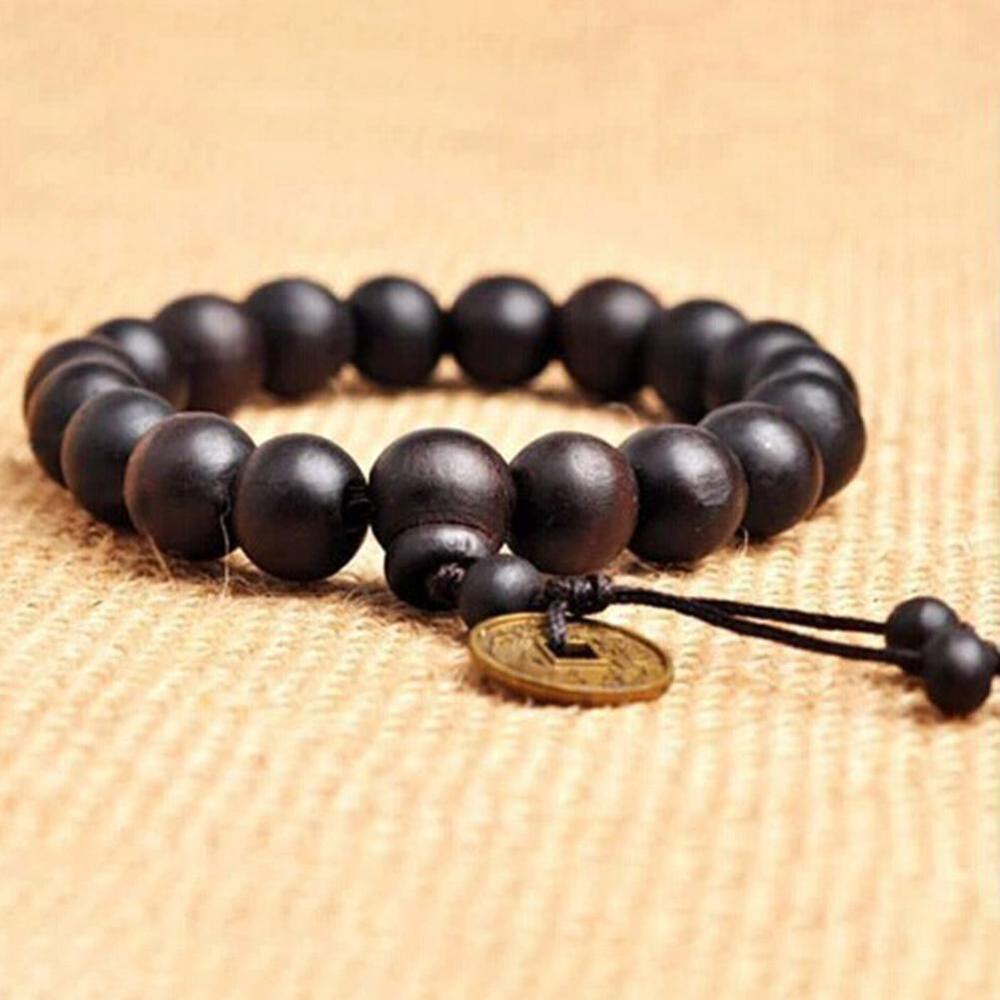 Men's Wooden 12MM Buddha Buddhist Prayer Beads Tibet Mala Bracelet N4E4