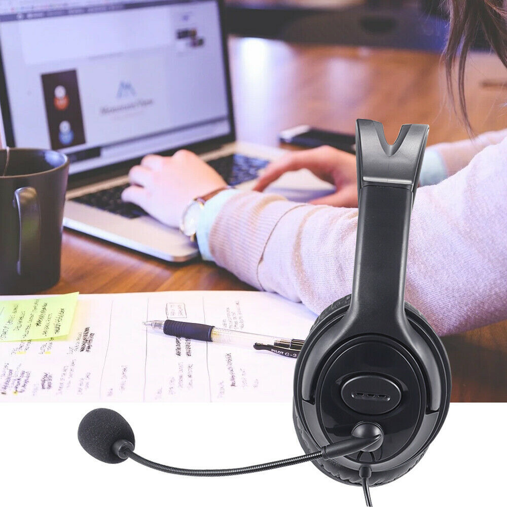 USB Wired Headphone Headset Noise Cancelling With Mic For Computer PC Laptop