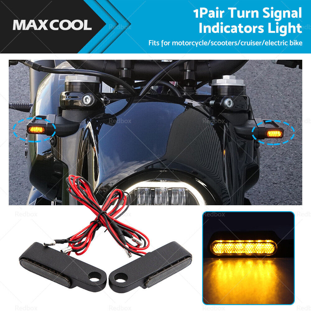 2X Black Motorcycle LED Mini Turn Signal Blinker Light Amber For Harley Davidson