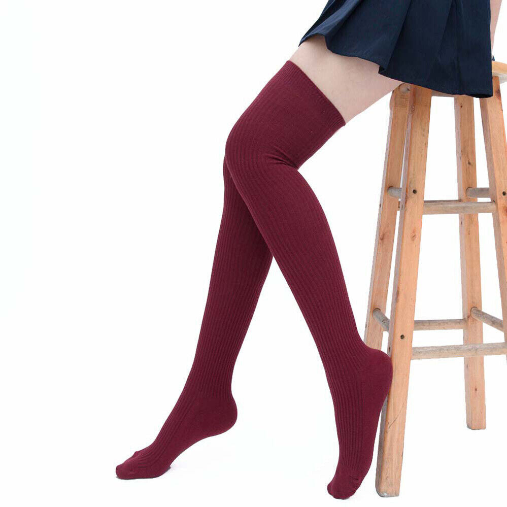 Women Knit Leggings Fashion Long Stockings Knee Thigh Socks Girl Cotton Over