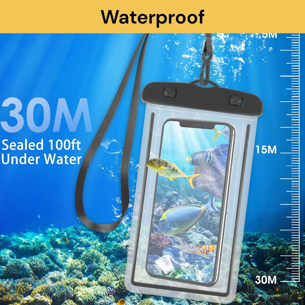 2pcs Universal Waterproof Case Bag IPX8 Floating Phone Pouch Case Dry Bag Underwater