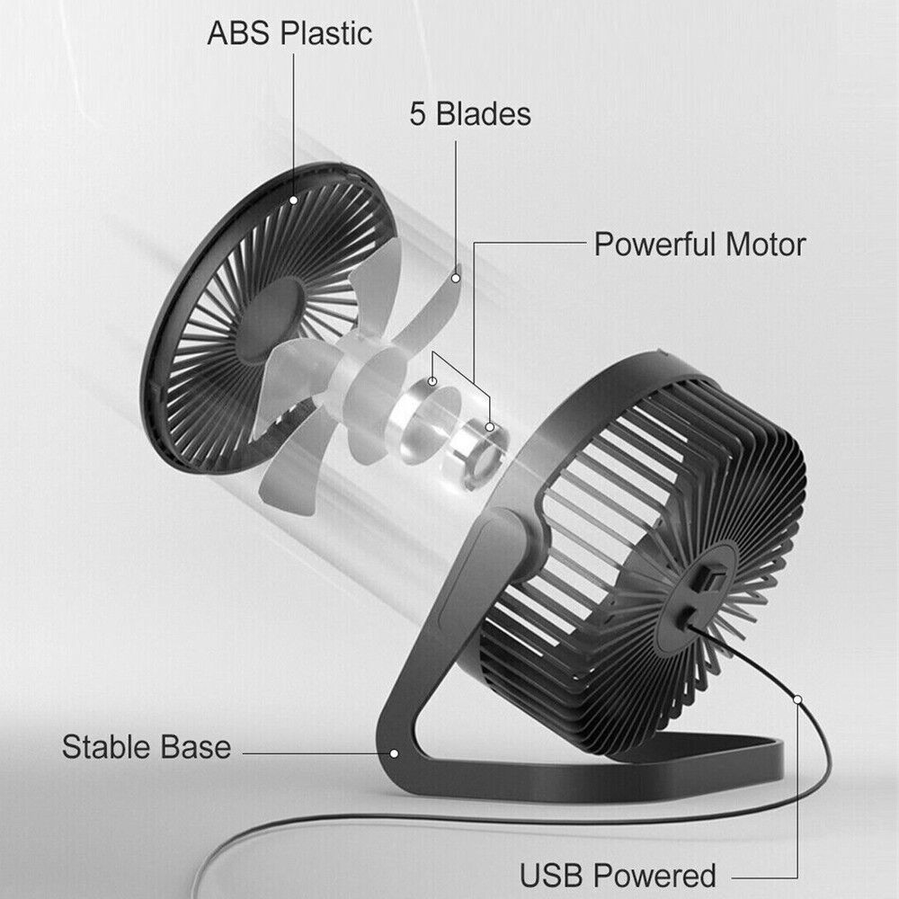 4inch Portable mini USB CoolingFan 360 degrees Small Desktop Desk Quiet Computer