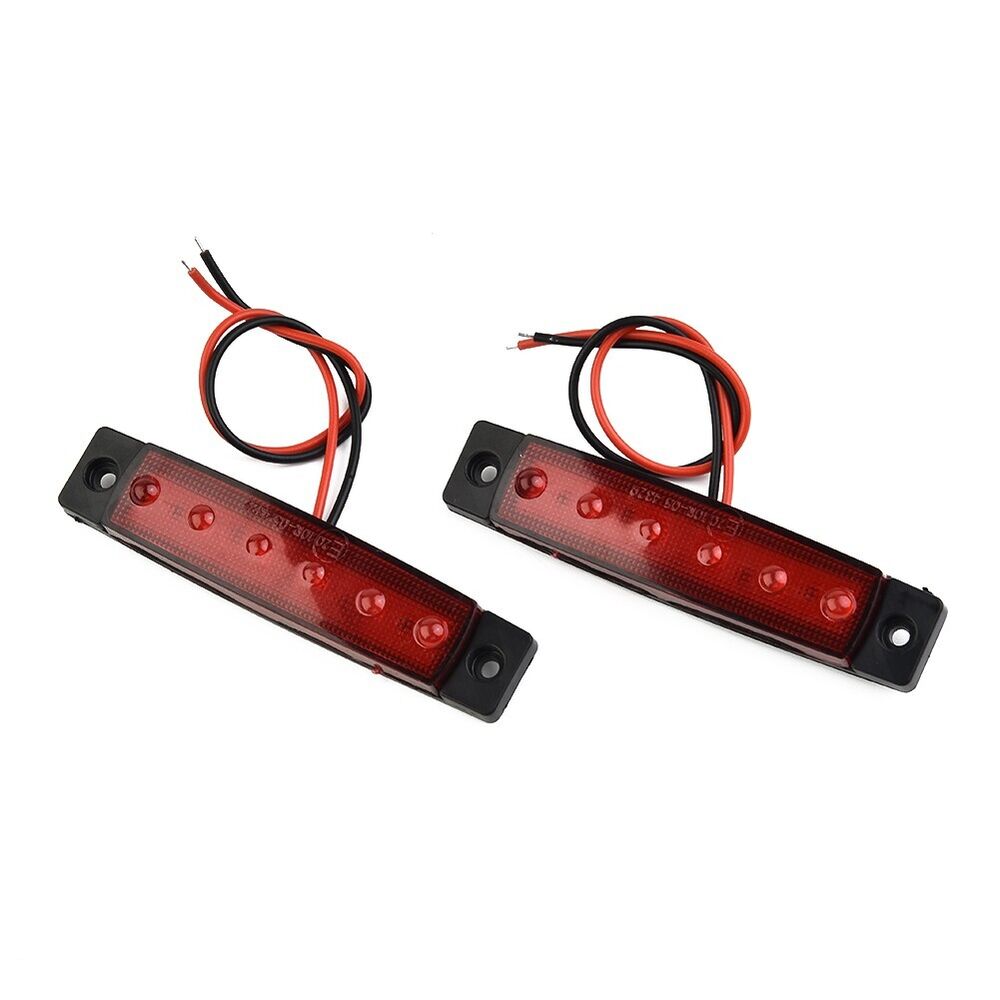 2x6 LED Red Sealed Turn Brake Stop Tail Light Lamp Kit For Truck Trailer RV Boat